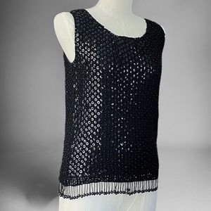 Vtg 60s Beaded Sleeveless Top